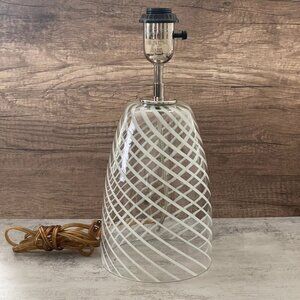 Vintage Thomas O'Brien Vintage Modern Clear White Swirl Blown Glass Table Lamp